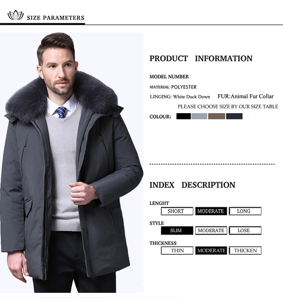 M-5XL размер, толстый мужской пуховик, 80% белый утиный пух, chaqueta plumas hombre invierno, животные, большой меховой воротник, куртки, зима 1851-5