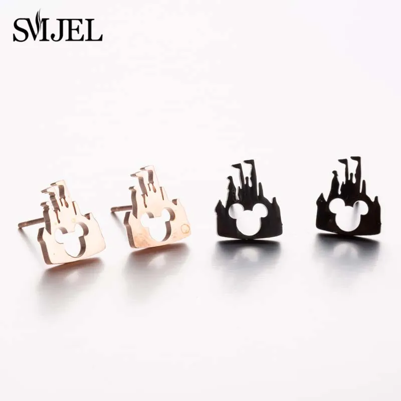 SMJEL Korean Stainless Steel Earrings for Women pendientes hombre Flower Small Earrings Studs Birthday Gifts Wholesale