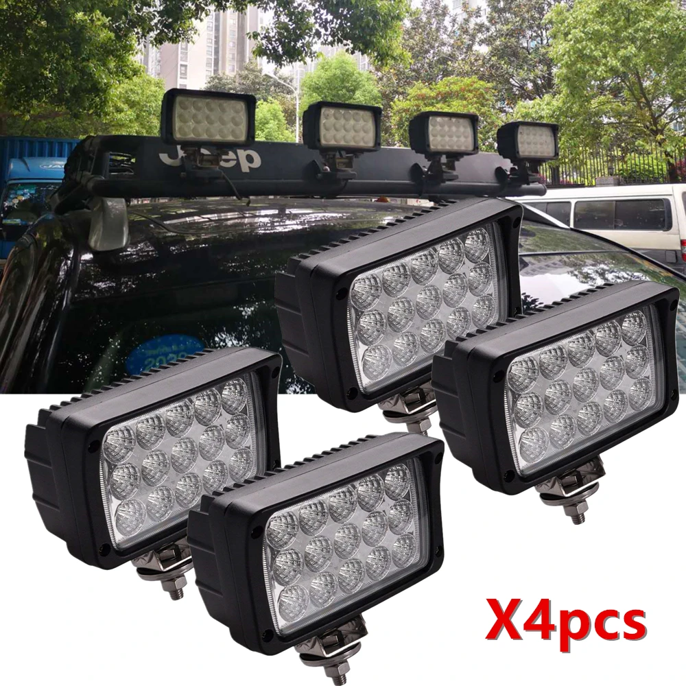 4PCS LED Work Lights 6/" 12V Driving Lamp Flood Beam Bar for Jeep UTV SUV Offroad
