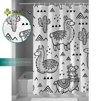 

Dear House Cartoon Alpaca And Cactus Shower Curtain Doormat Sets Bathroom Accessory Sets 2 Piece Bathroom Set Shower Curtain Set