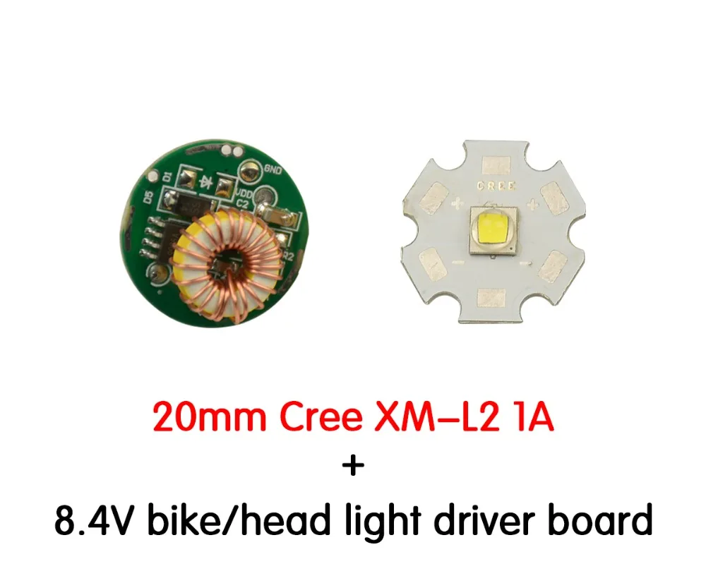 

20MM Cree XM-L2 LED BALL 6500K + 21.8mm headlight bike light Driver 8.4v 12V bicycle light headlamps Circuit Board DIY