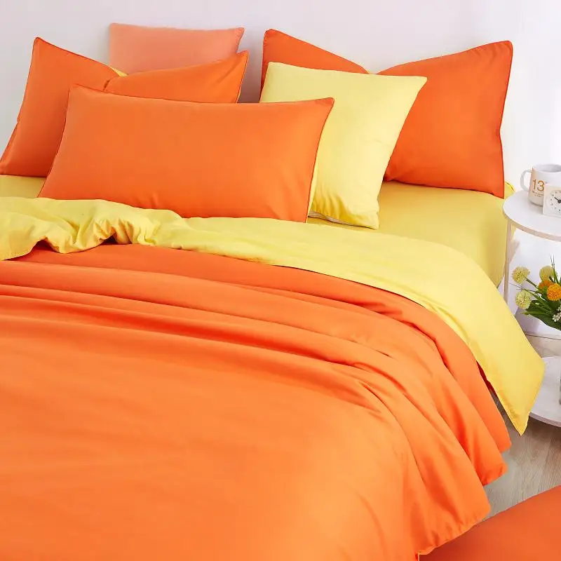 Slowdream Orange And Yellow Solid Bedding Set Comforter Duvet Cover Slowdream Orange And Yellow Solid Bedding Set Comforter Duvet Cover Active Printing Bed Linen Home Textiles Multi Sizes In Sets From