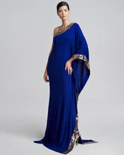 Royal Blue Arabian Dubai Kaftan One Shoulder font b Evening b font font b Dress b