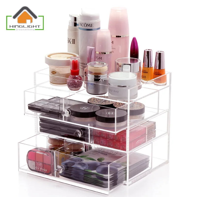 5mm Acrylic Display Stand Clear Cosmetic drawer Organizer Makeup