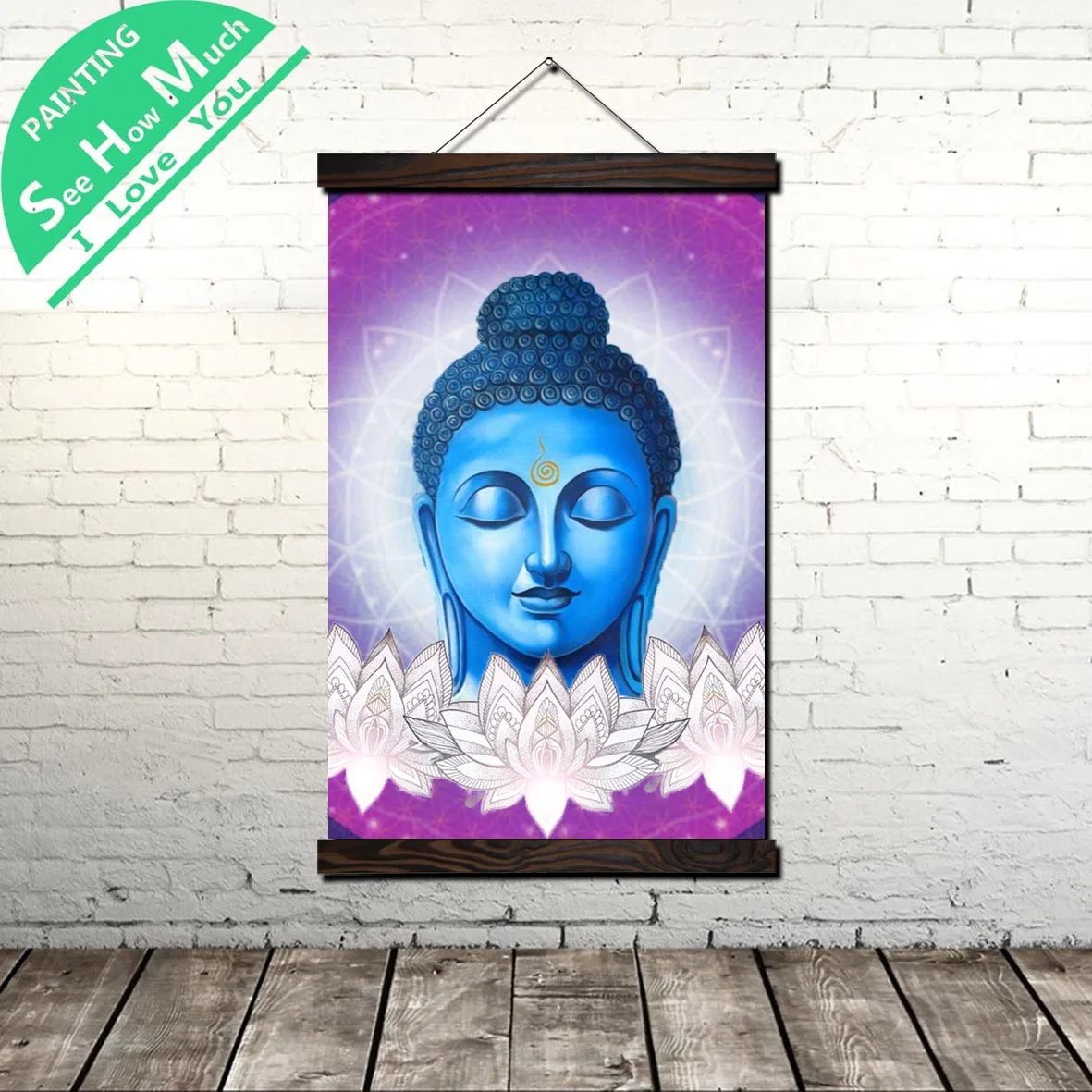 

Buddah Poster Design Gardenia Scroll Painting Canvas Vintage Poster and Prints Wall Art Pictures Bedroom Farmhouse Decoration