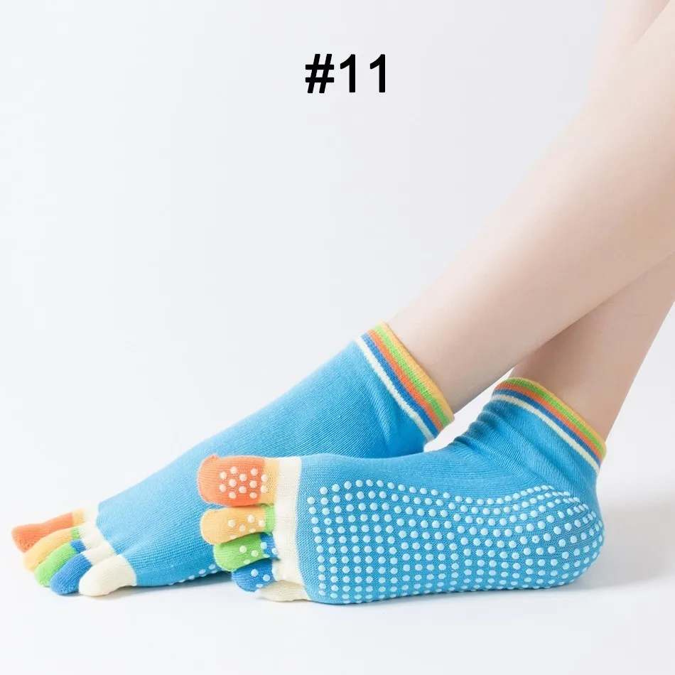 REXCHI 1 пара женские спортивные носки для йоги пять пальцев тапочки Нескользящие женские носки для пилатеса балетный каблук профессиональная защитная накладка для танцев - Цвет: Colorful Blue