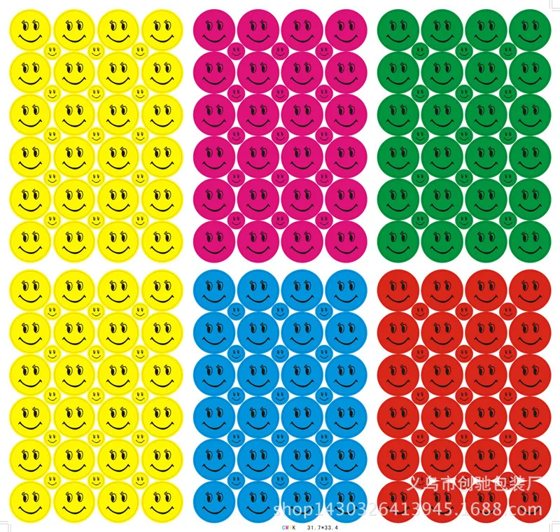 5 цветов Мультфильм дети наклейки улыбка улыбающееся лицо игрушки наклейки-награды школьный учитель заслуга класс похвалы Sticky бумажная