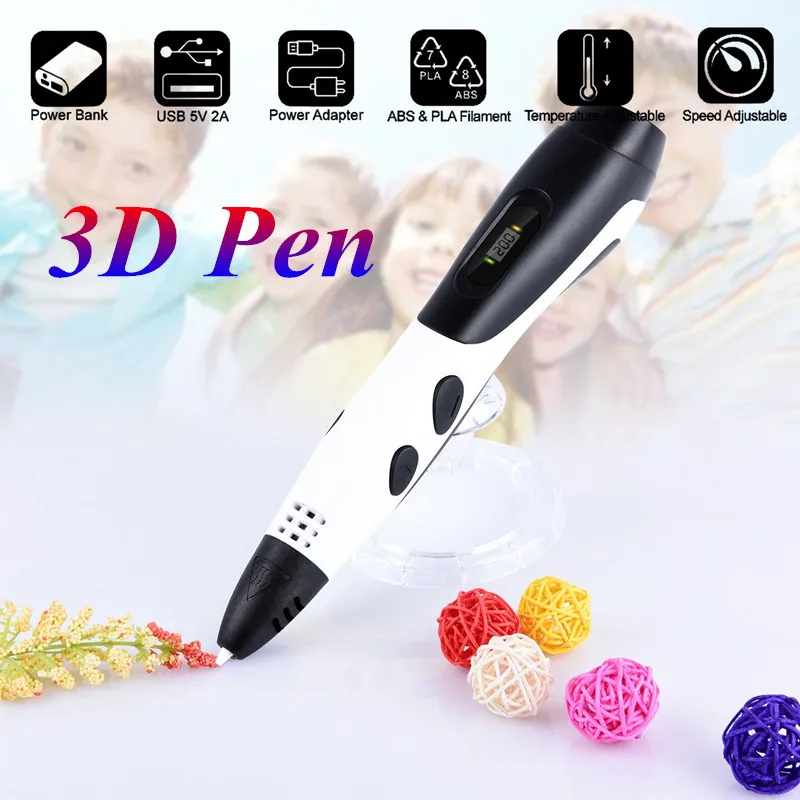 

2018 Original 3D Pens With One-key operation 3 D Printing Pens With Optional 1.75MM ABS Filament For Kids Best Birthday Present