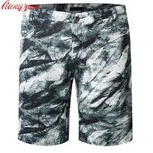 Для мужчин льняные шорты лето хлопок печатных Пляжные шорты мужской Slim Fit Straight Повседневное плюс Размеры 29-40trousers f2234