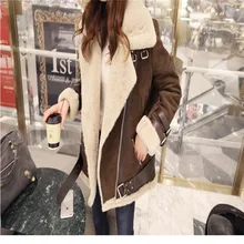 Высокое качество зимняя куртка женские замши ягненка Утепленная одежда Шерстяное пальто мотоциклетные лацканы пальто утепленная куртка Для женщин