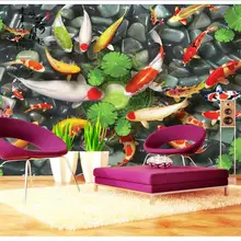 Индивидуальные фото обои 3d настенные фрески обои Koi fish play HeChi свежий ТВ диван фон обои для гостиной