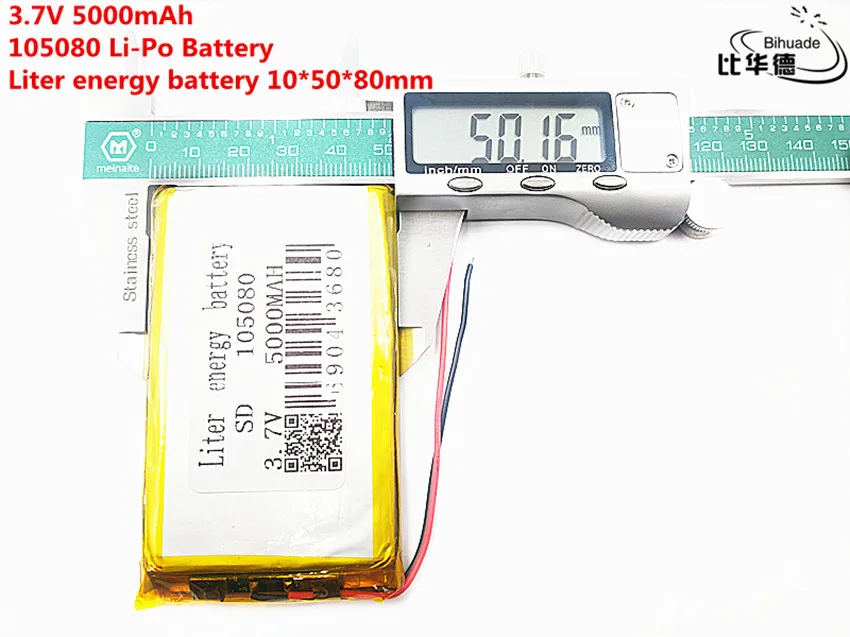 Бесплатная доставка полимерный аккумулятор 5000 mah 3,7 V 105080 умный дом MP3 динамики литий-ионный аккумулятор для DVR, gps, mp3, mp4, мобильный телефон