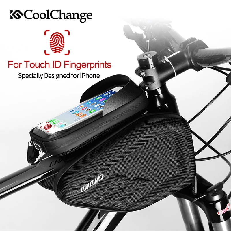 CoolChange للماء الدراجة إطارات للحقيبة الجبهة رئيس أعلى أنبوب الدراجات حقيبة مزدوجة IPouch 6.2 بوصة تعمل باللمس دراجة حقيبة الملحقات