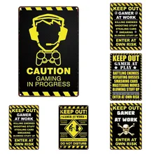 YVEVON игровой знак деревенский Предупреждение ющий знак металлические настенные игровые таблички прямоугольник оловянный художественный плакат украшение дома Предупреждение слово 20x30 см