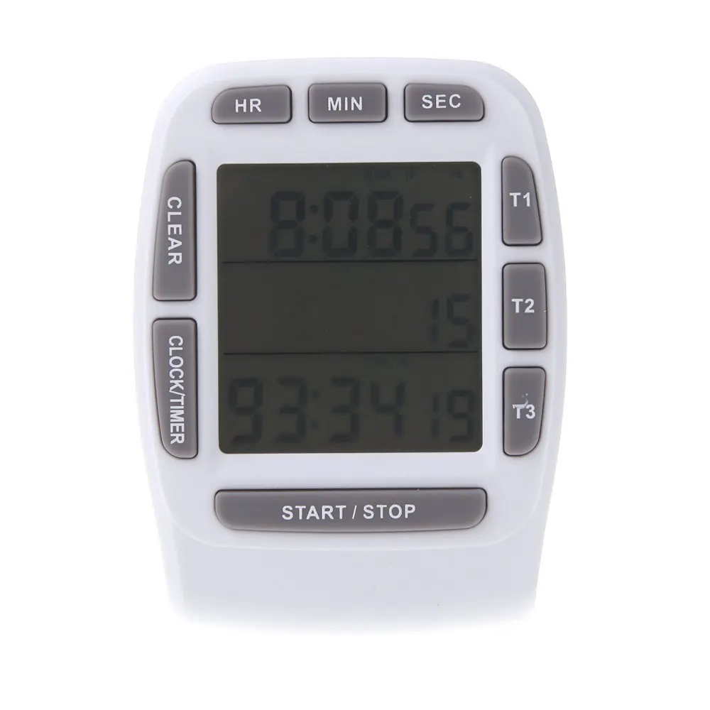 

LCD Digital Alarm Timer with Triple Display 3-Line Timer Countdown Stopwatch