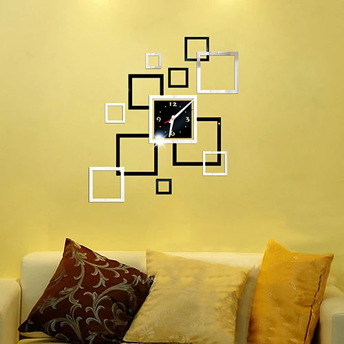 buy 2016 New Creative 3D DIY Mirror Clock For Room Bedroom Kitchen Wall Stickers Home Decor 08WG