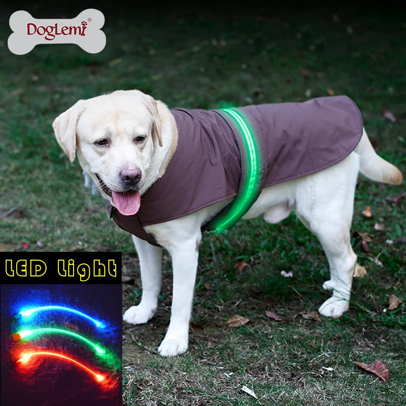 Buy DogLemi LED Safety Dog Vest Jacket Raincoat Winter Pet Clothes Pet Coat for