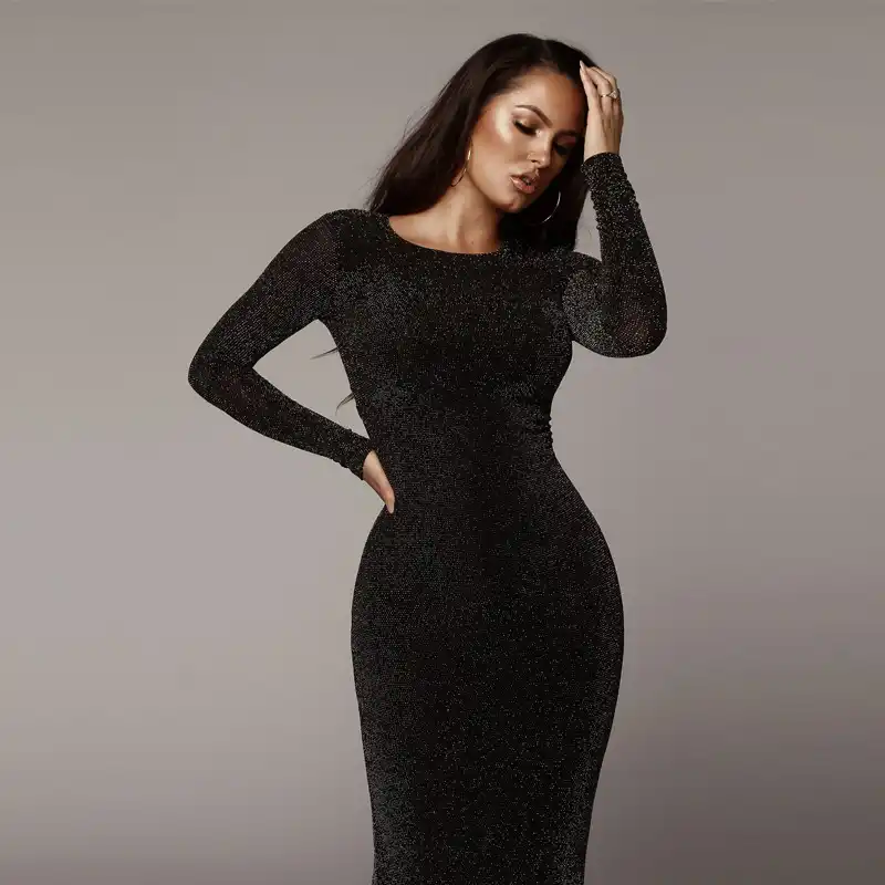 long sleeve dress glitter