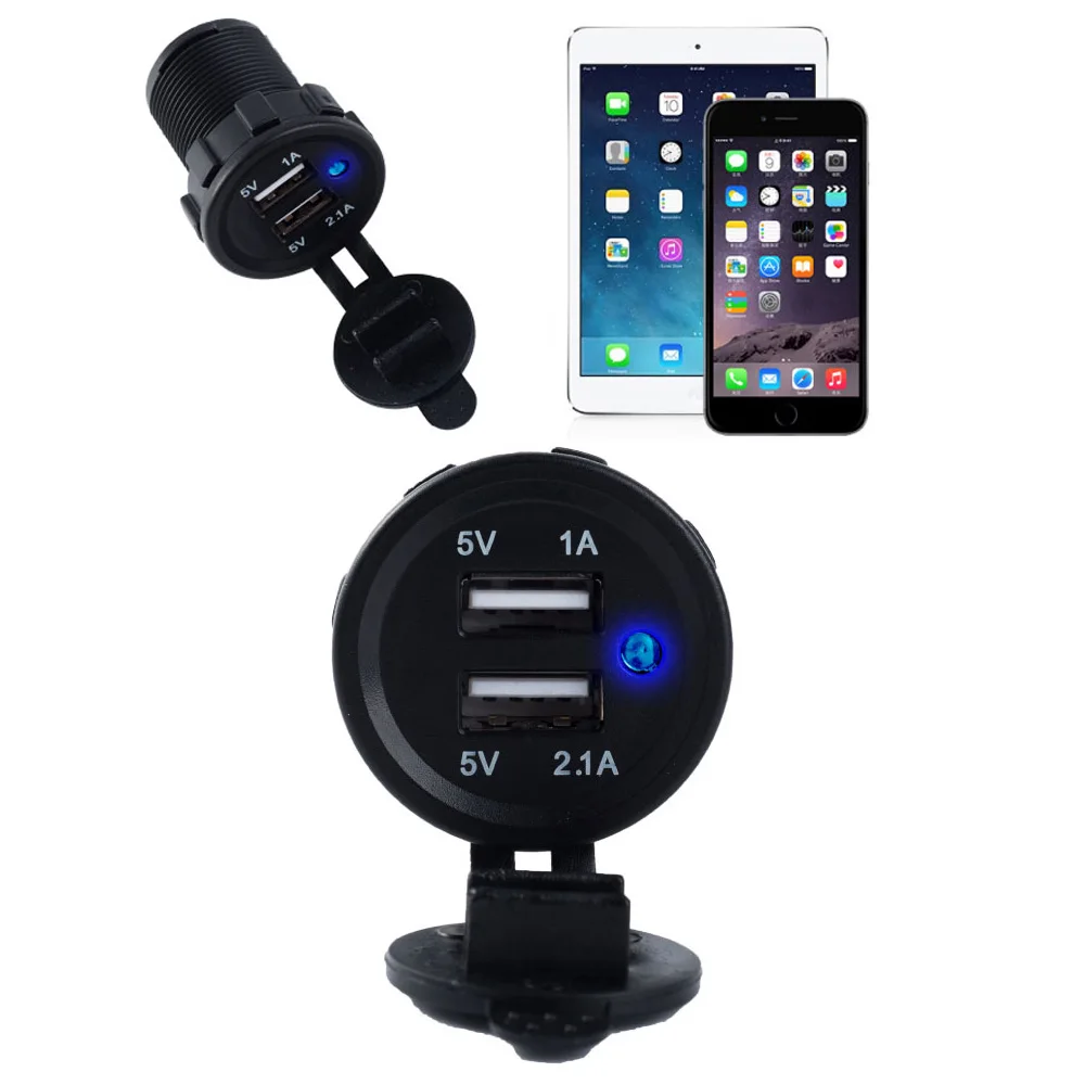  Wasserdicht Dual USB Boot Motorrad Auto Ladegerät Power Adapter Buchse 5V 2.1A/1A Für iPhone ipad S