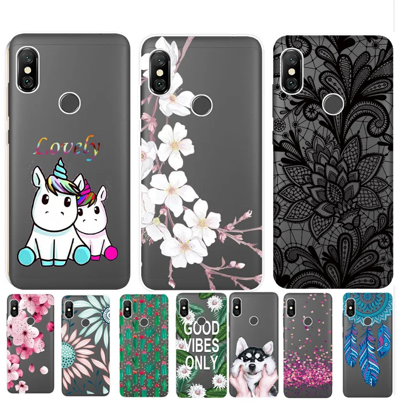 Flower Patterned Clear Slim Soft TPU Case Cover on sfor Xiaomi Mi 9 8 Lite A2 A1 Redmi Note 7 6A 6 S2 5 F1 Silicone Phone Coque  (2)