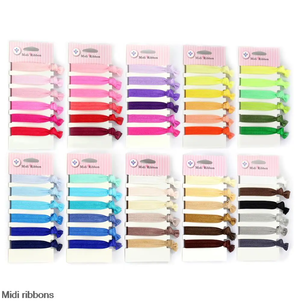 (10 cards/Pack) Ribbon Set, Knot Hair Tie Handmade With 5/8" 16mm Solid