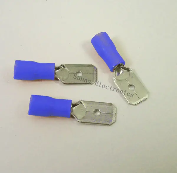 wholesale 1000 pcs 4.8mm Blue MALE INSULATED ELECTRICAL SPADE CONNECTOR