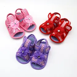 Детская обувь на мягкой подошве для маленьких девочек, нескользящая обувь для малышей с цветочным рисунком, прогулочная обувь для девочек