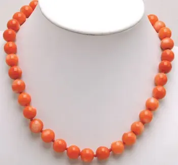 

Qingmos 12-13mm High Quality Round Pink Natural Coral 18" Chokers Necklace For Women-5214_3 Wholesale/retail Free Shipping