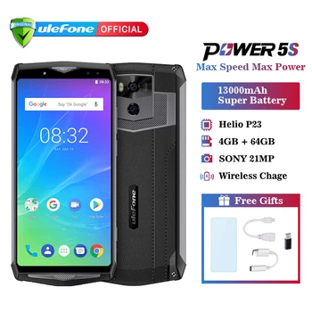

Ulefone Power 5s 13000mAh Mobile Phone Android 8.1 6.0" FHD MTK6763 Octa Core 4GB+64GB 21MP Face ID Wireless Charge Smartphone