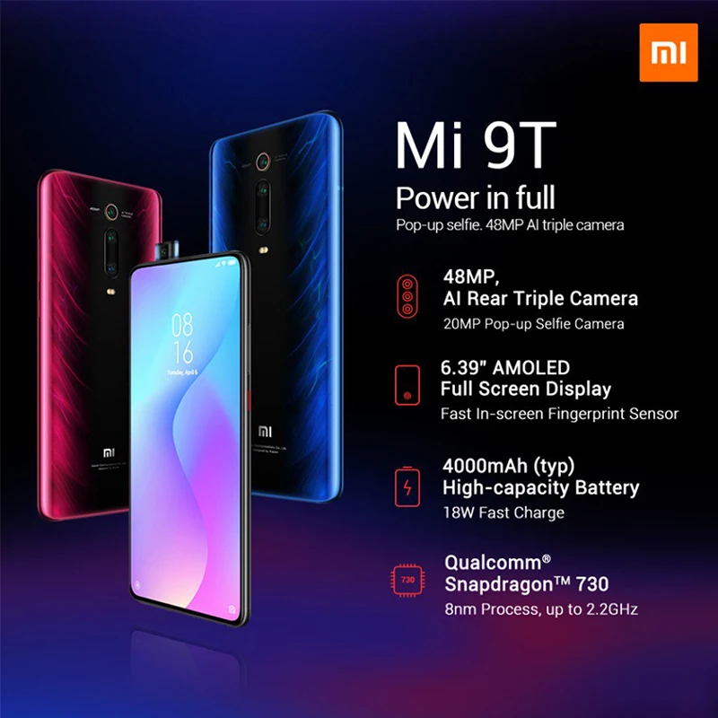 Xiaomi Mi 9 T 64GB Глобальная версия телефон смартфон Redmi K20 6GB Snapdragon 730 Восьмиядерный