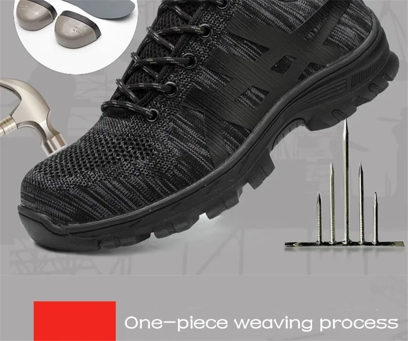Защитные рабочие ботинки со стальным носком; Мужская защитная обувь; унисекс; Рабочая обувь из сетчатого материала; мужские ботинки; большие размеры 35-46; PINSV