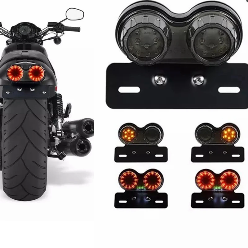 

Universal Custom Motorcycle Turn Signal Brake Led Light License Plate Holder Tail Lights LED Brake Tail Lamps For BMW Kawasaki