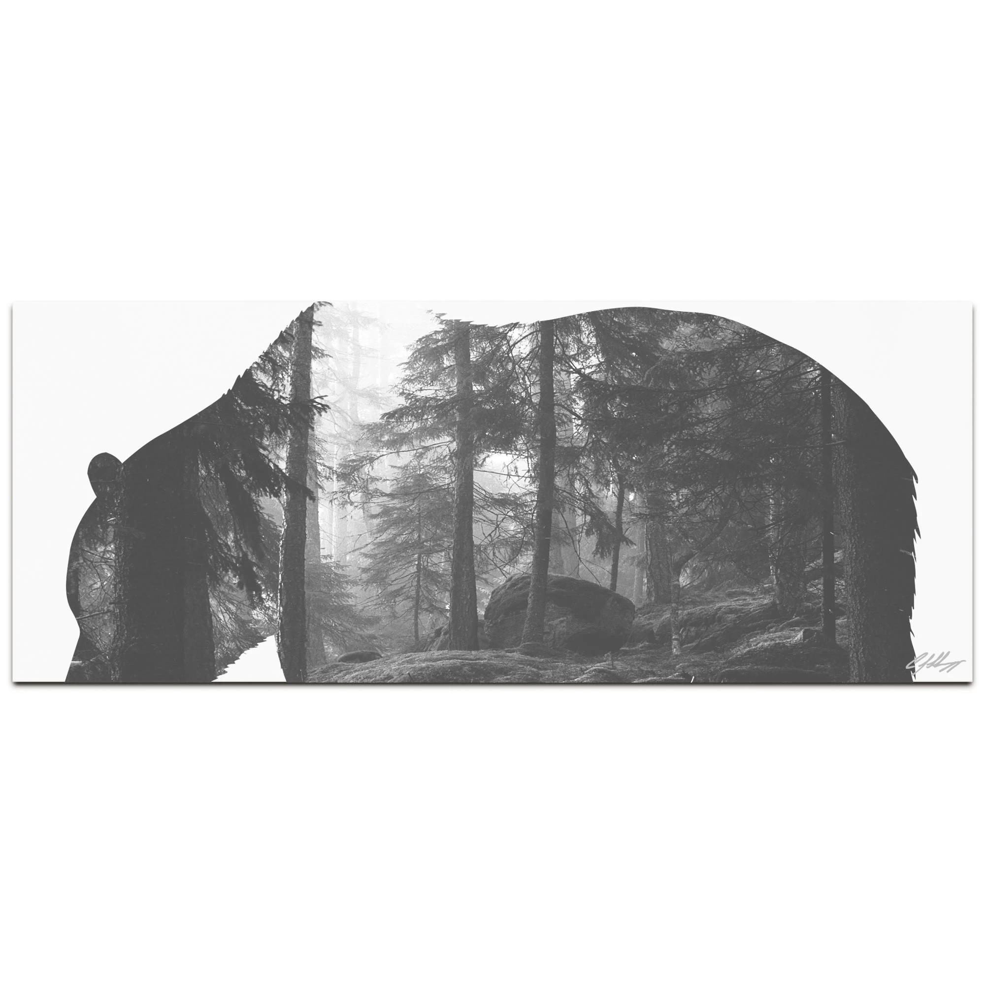 Grizzly Bear Forest | Contemporary Metal Animal Silhouette Art