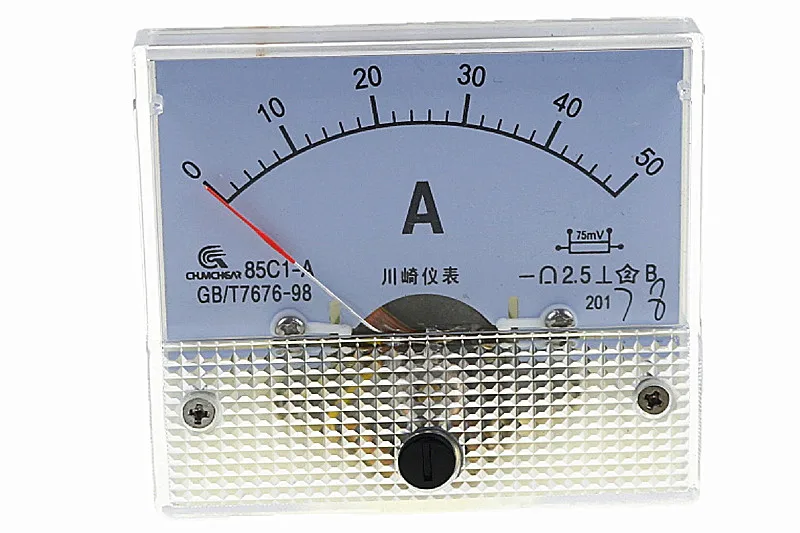 DC Аналоговый счетчик Панель 50A Ампер ток амперметры 85C1 0-50A датчик