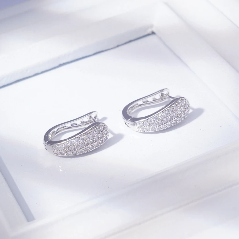 НОВЫЕ геометрические элегантные серьги-кольца для женщин, покрытые белым золотом, модные ювелирные изделия с кубическим цирконием, подарок, Прямая поставка