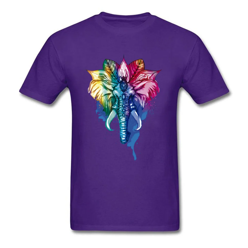 Summer T-shirts Graphic Round Collar Elephant 100% Cotton Fabric Youth Tops Shirts Birthday Short Sleeve Clothing Shirt Elephant purple