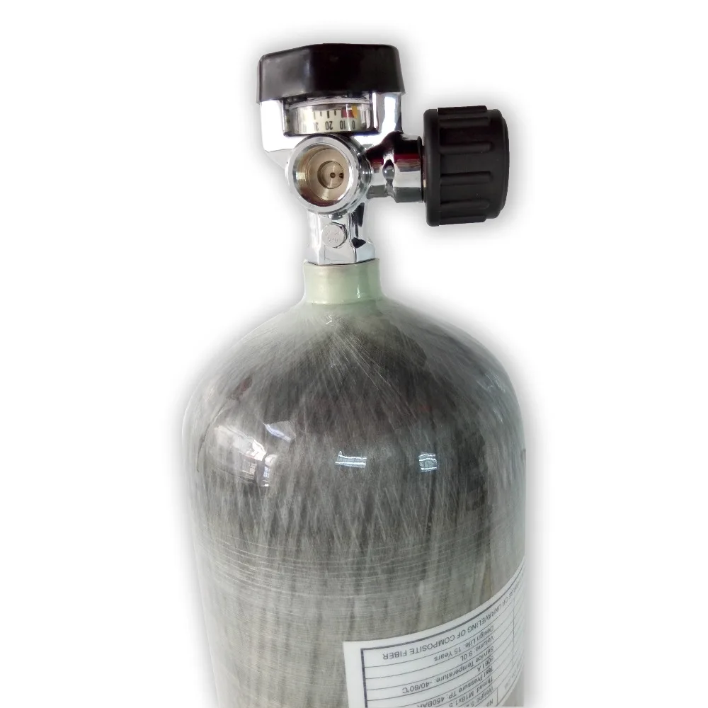 Acecare Design Style 9L 4500psi CE Certificated SCBA Tank Carbon Fiber Cylinder Small Composite Bottle PCP Cylinder with Valve