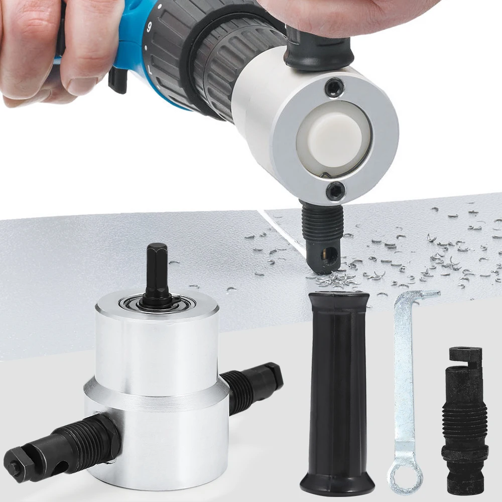 

Double Head Metal Sheet Nibbler Cutter for Electric Drill With Iron Box Power Tool Accessories with Adjustable Cutting Head