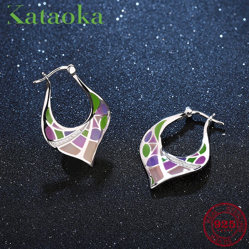 

2018 Earing 925 Sterling Silver Earrings For Women Clear CZ Colorful Enamel Water drop Fine Dangle Earrings Party Jewelry