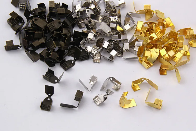 200pcs/lot Metal End Caps End Clasps Gold/Silver Plated Crimp Bead