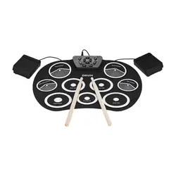 Портативный набор электронных барабанов складной барабан комплект 9 силиконовые накладки USB питание с педалями для ног барабанные палочки