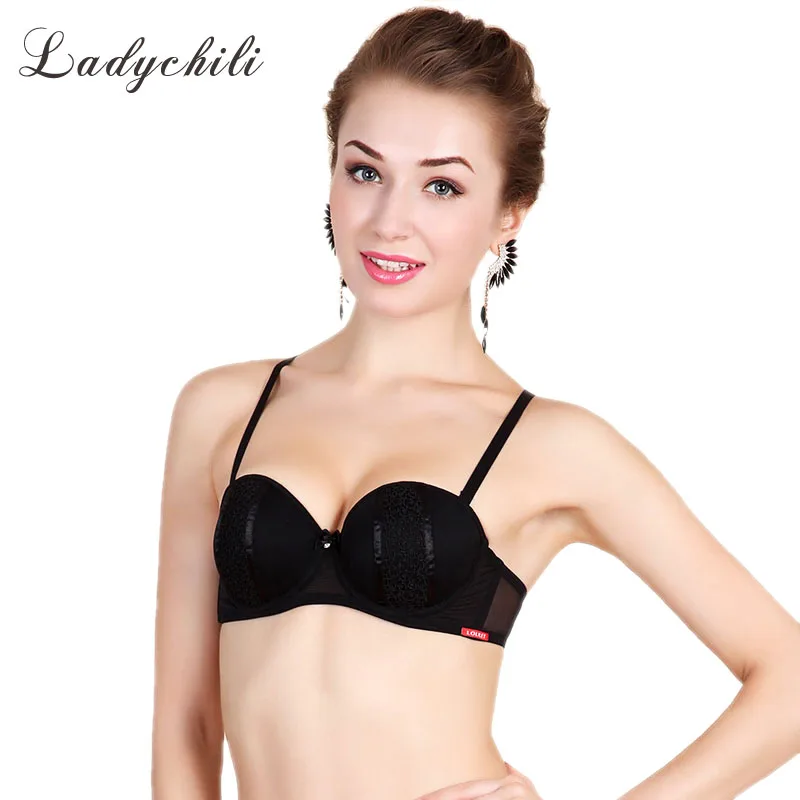 

Women Intimates Super Push Up Bra Bride Wedding Party Half Cup Bra Movable Strap Plus Size Lace Bra Sexy Strapless 1/2 Bra D56