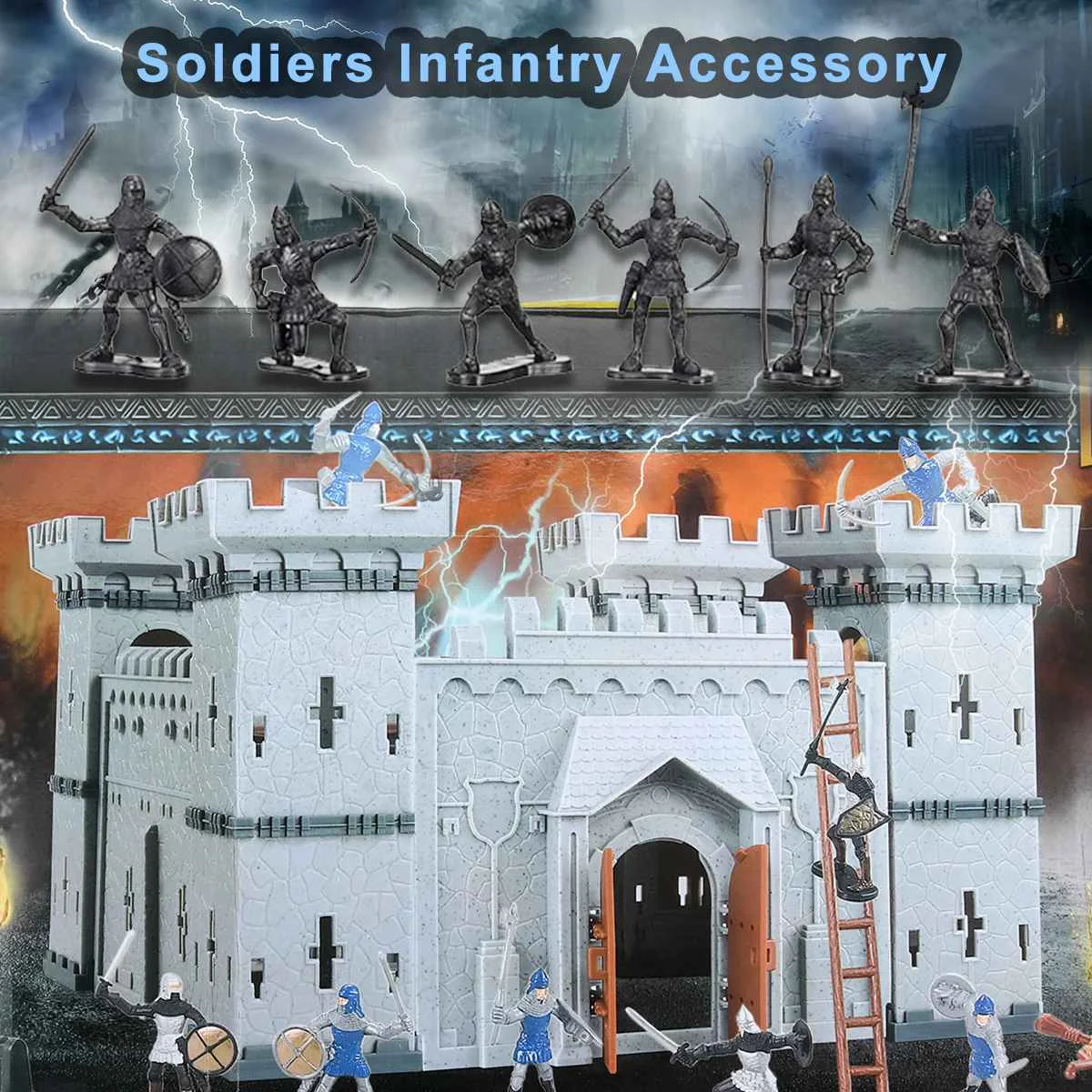 

Mediaeval Castle Soldiers Model Assembled Building Block War Military Knights Plastics Figures Toy DIY Toy For Children