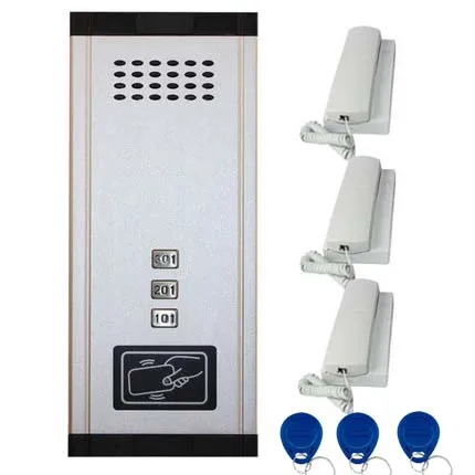 

XinSiLu New Arrival Audio Door Phone Intercom System 3-apartments Audio Doorbell,New Design Indoor Unit ID Card Unlock Function
