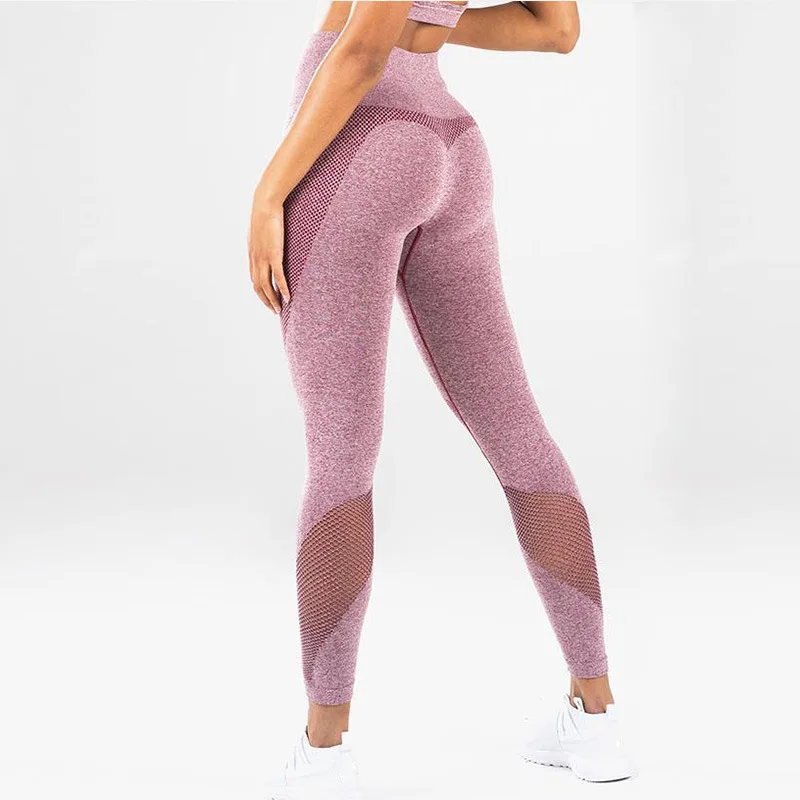 

Hot new mesh stitching hip-up Yoga Pants sports Pants sexy show hip gym seamless leggings leggins women fitness bottom Pants