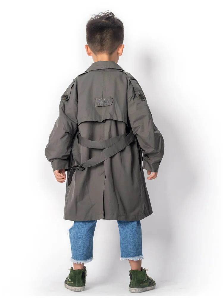 Осенний детский плащ унисекс двубортная Длинная Верхняя одежда для девочек куртка для мальчиков Детский плащ детские пальто с От 3 до 7 лет