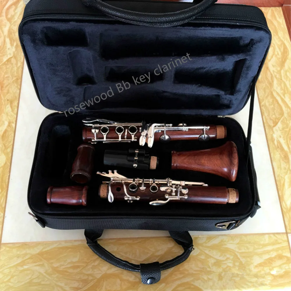 

High grade rosewood Bb key clarinet silver plated keys 17 keys