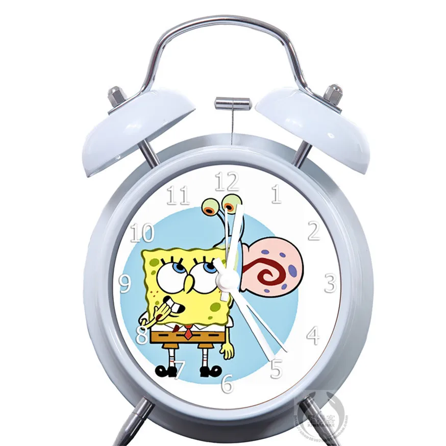 New Bell Alarm Clock SpongeBob Creative Classic White Desk Table Clock
