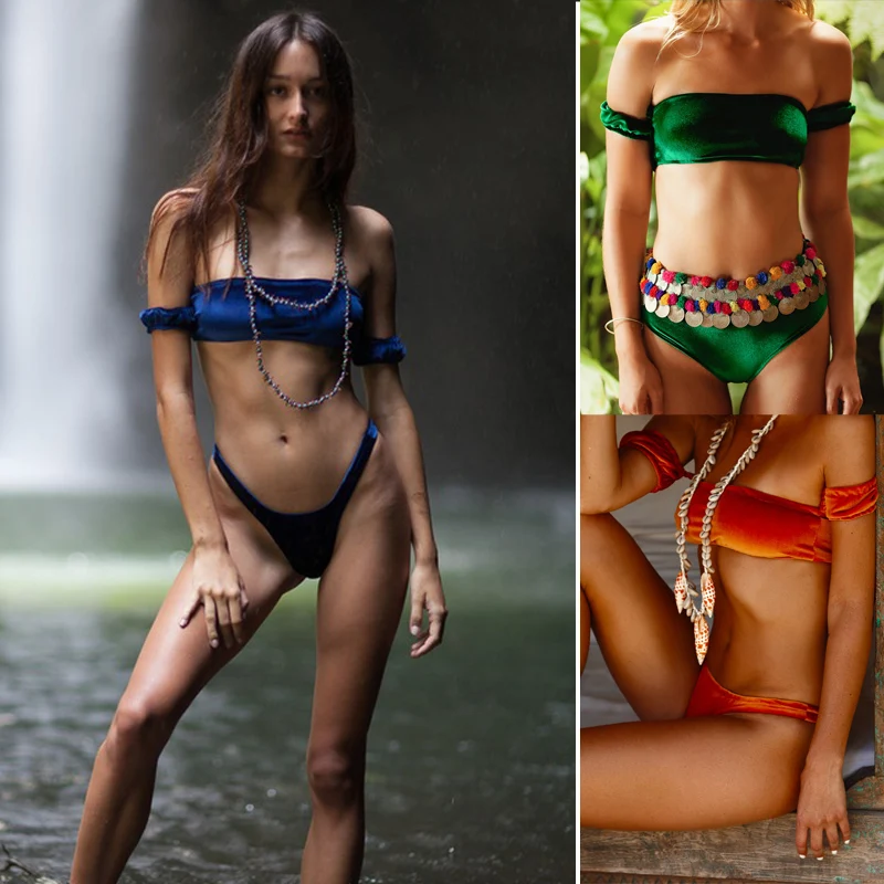 costumi da bagno 2017 donne bikinis velluto bikini economici costumi da bagno push up brasiliano beach