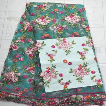 

2017 Nigerian Tulle Lace Fabric Free Shipping African Lace Fabric For Wedding Flowers Embroidery Stones Lace Fabric